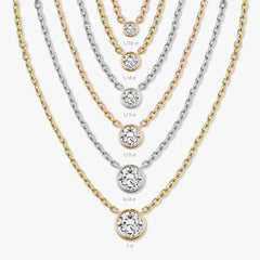 0.10CT - 1.0CT Round Bezel Solitaire F-VS Lab Grown Diamond Necklace