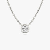 0.10CT - 1.0CT Round Bezel Solitaire F-VS Lab Grown Diamond Necklace