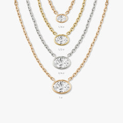 0.25CT - 1.0CT Oval Bezel Solitaire F-VS Lab Grown Diamond Necklace