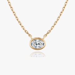0.25CT - 1.0CT Oval Bezel Solitaire F-VS Lab Grown Diamond Necklace
