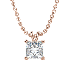 0.25CT- 1.0CT Princess Solitaire F-VS Lab Grown Diamond Necklace