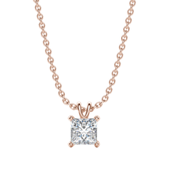0.25CT- 1.0CT Princess Solitaire F-VS Lab Grown Diamond Necklace
