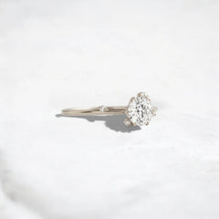 2CT Round Cut Cluster Moissanite Ring with Floating Accent Diamonds