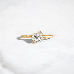 2CT Round Cut Cluster Moissanite Ring with Floating Accent Diamonds