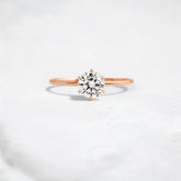 Round Moissanite Engagement Ring, Handcrafted Six-Prong Tab Design, Romantic Love Gift for Her