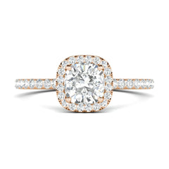 0.76ct Cushion Halo F- VS1 Lab Grown Diamond Pave Engagement Ring