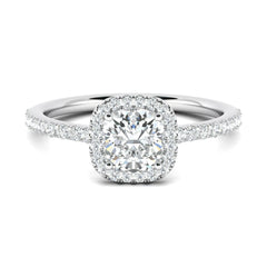 0.76ct Cushion Halo F- VS1 Lab Grown Diamond Pave Engagement Ring