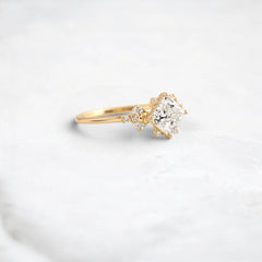 2CT Princess Cut Moissanite Cluster Engagement Ring with Four Prong Setting