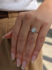 0.84 CT Emerald Cut Lab Grown Diamond Bezel Set Solitaire Engagement Ring, F VS2 IGI Certified, Minimalist Gold Proposal Ring