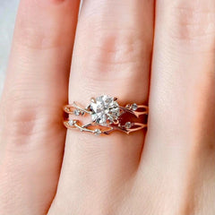 1.0CT Round Cut Moissanite Twing Eternity Bridal Engagement Ring Set