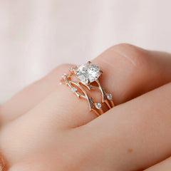 1.0CT Round Cut Moissanite Twing Eternity Bridal Engagement Ring Set