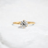 Handcrafted Round 2CT Moissanite Engagement Ring, Six-Prong