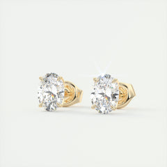 1.0CT Oval Solitaire G-VS Lab Grown Diamond Earrings