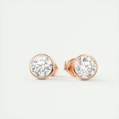 1.0CT Round Bezel Solitaire F-VS Lab Grown Diamond Earrings