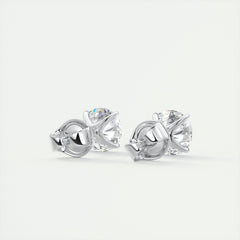 1.0CT Round Solitaire G-VS Lab Grown Diamond Earrings
