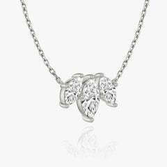 1.0TCW Marquise Cut F-VS Lab Grown Diamond Three Stone Necklace