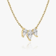 1.0TCW Pear Cut F-VS Lab Grown Diamond Three Stone Necklace