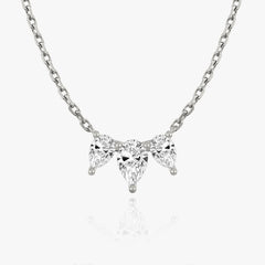 1.0TCW Pear Cut F-VS Lab Grown Diamond Three Stone Necklace