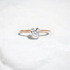 1.5CT Round Cut Solitaire Moissanite Engagement Ring with Triple Prong Open Basket Setting