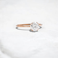 1.5CT Round Cut Solitaire Moissanite Engagement Ring with Triple Prong Open Basket Setting