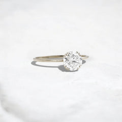 1.5CT Round Cut Solitaire Moissanite Engagement Ring with Triple Prong Open Basket Setting