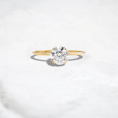 1.5CT Round Cut Solitaire Moissanite Engagement Ring with Triple Prong Open Basket Setting