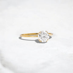 1.5CT Round Cut Solitaire Moissanite Engagement Ring with Triple Prong Open Basket Setting