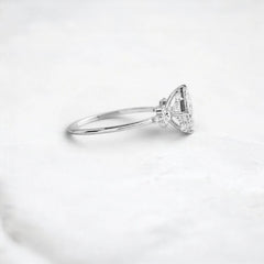 2CT Princess Cut Moissanite Cluster Engagement Ring with Four Prong Setting