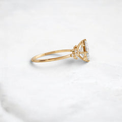 2CT Princess Cut Moissanite Cluster Engagement Ring with Four Prong Setting