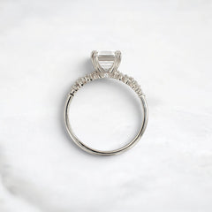1.5 Carat Asscher Cut Moissanite Cluster Double Prong Engagement Ring in 14K Solid Yellow Gold
