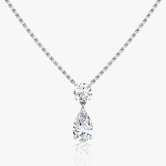 1.50TCW Pear & Round F-VS Lab Grown Diamond Two Stone Necklace