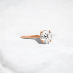 1.5CT Round Cut Solitaire Moissanite Engagement Ring with Triple Prong Open Basket Setting
