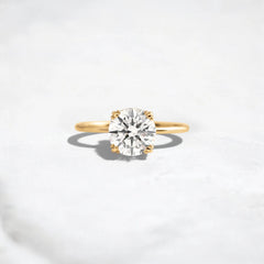 1.5CT Round Cut Solitaire Moissanite Engagement Ring with Triple Prong Open Basket Setting