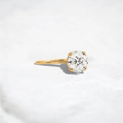 1.5CT Round Cut Solitaire Moissanite Engagement Ring with Triple Prong Open Basket Setting
