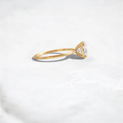 1.5CT Round Cut Solitaire Moissanite Engagement Ring with Triple Prong Open Basket Setting