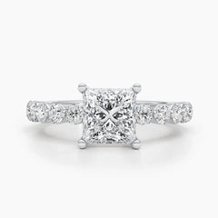 1.5ct Princess Cut F- VS Lab Grown Diamond Pave Engagement Ring