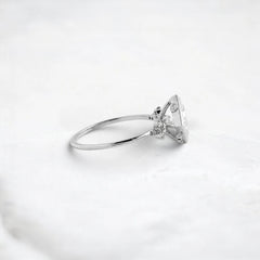 Princess Cut 1.71CT Moissanite Cluster Bezel Band Engagement Ring