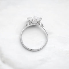 Princess Cut 1.71CT Moissanite Cluster Bezel Band Engagement Ring