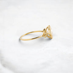 Princess Cut 1.71CT Moissanite Cluster Bezel Band Engagement Ring
