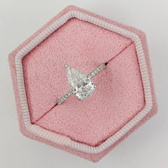 1.7ct Pear G-VS2 Lag Grown Diamond Pave Engagement Ring