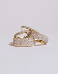 Round Cut Moissanite Four Row Diamond Wedding Band