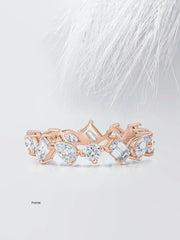 Mixed Shape Moissanite Eternity Diamond Wedding Band in Solid Gold