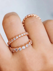 2.00 | 2.50 MM Round Brilliant Cut Bezel Set Vintage Wedding Band