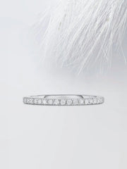 1.30mm Round Cut Moissanite Half Eternity Diamond Wedding Band