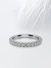 Round Cut Moissanite scalloped pave Diamond Wedding Band