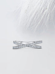 Round Cut Moissanite Criss-Cross Diamond Wedding Band for Her