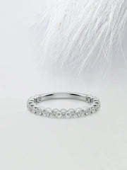 Round Cut Moissanite Shared Prong Diamond Wedding Band in Gold