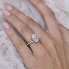 4.0CT Oval Cut Moissanite Hidden Halo Engagement Ring