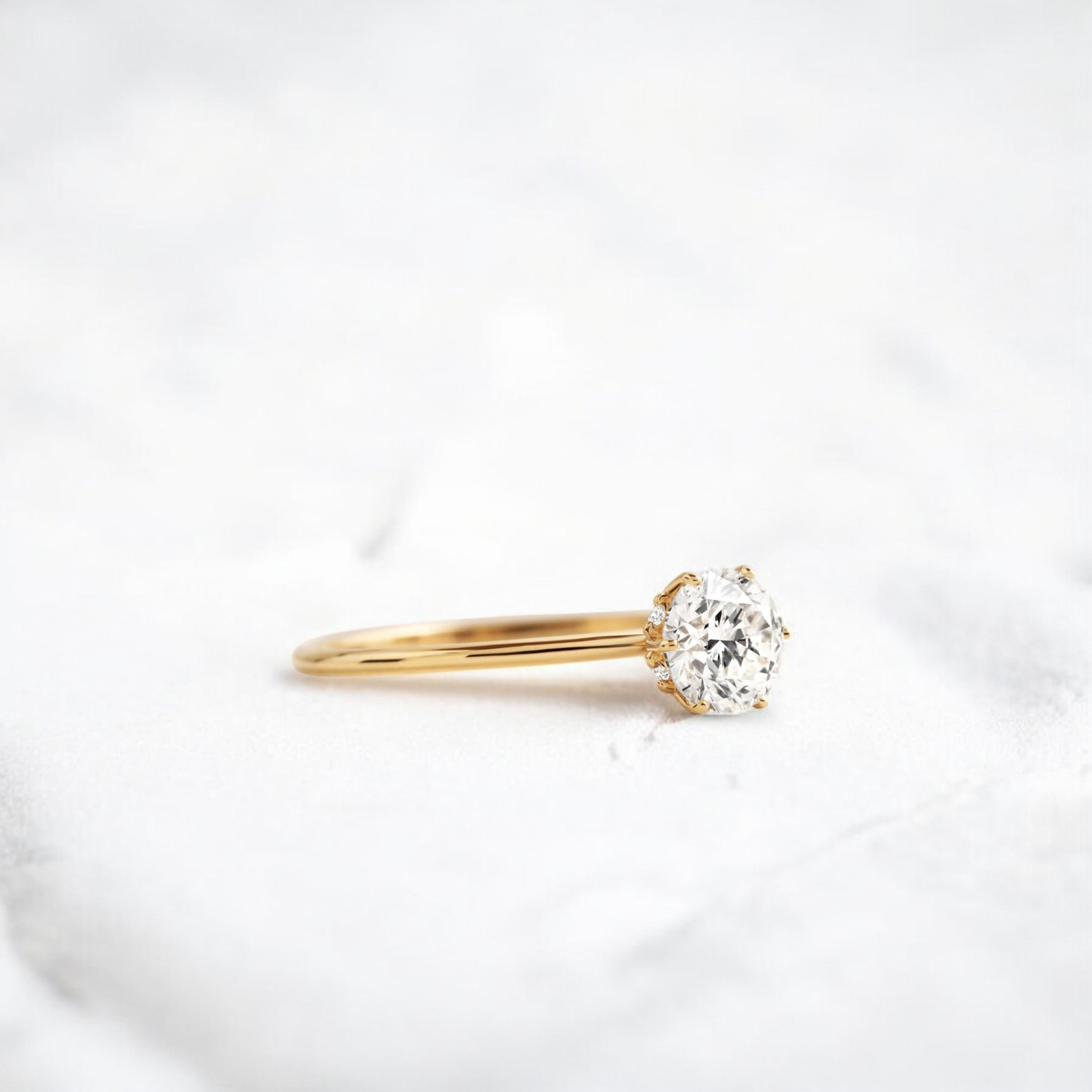 1ct-golden-round-cut-moissanite-diamond-engagement-ring-yellow-gold-gemfora-2