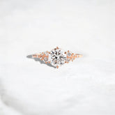 2CT Round Cut Cluster Moissanite Engagement Ring Floating Accent Stones